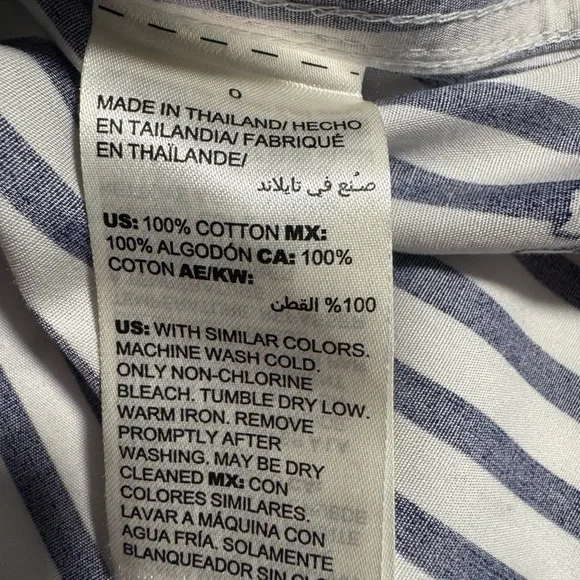 Chico's Navy & White Striped Paisley Button Down Casual Chic Shirt Size 0 (4/6) - Picture 9 of 9